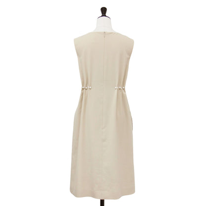 パール タック デザイン ワンピース / ノースリーブ ミディ丈 ギャザー フレア Aライン