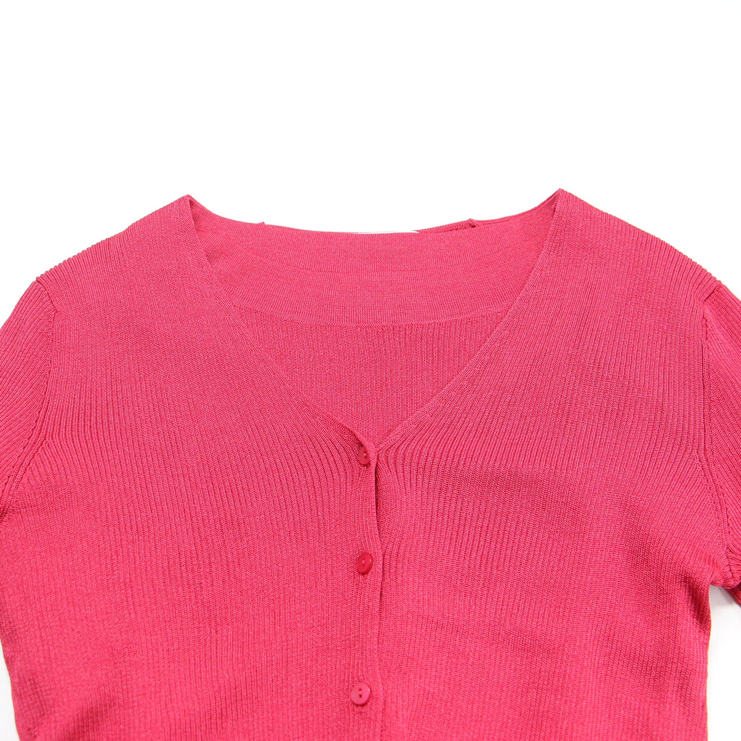 Vネックライン カーディガン ハーフスリーブ ニット / アンサンブル セット ストレッチ