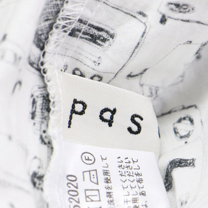 総柄 ハーフスリーブ シャツ / ブラウス 7分袖 ワイド 家電柄 コットン