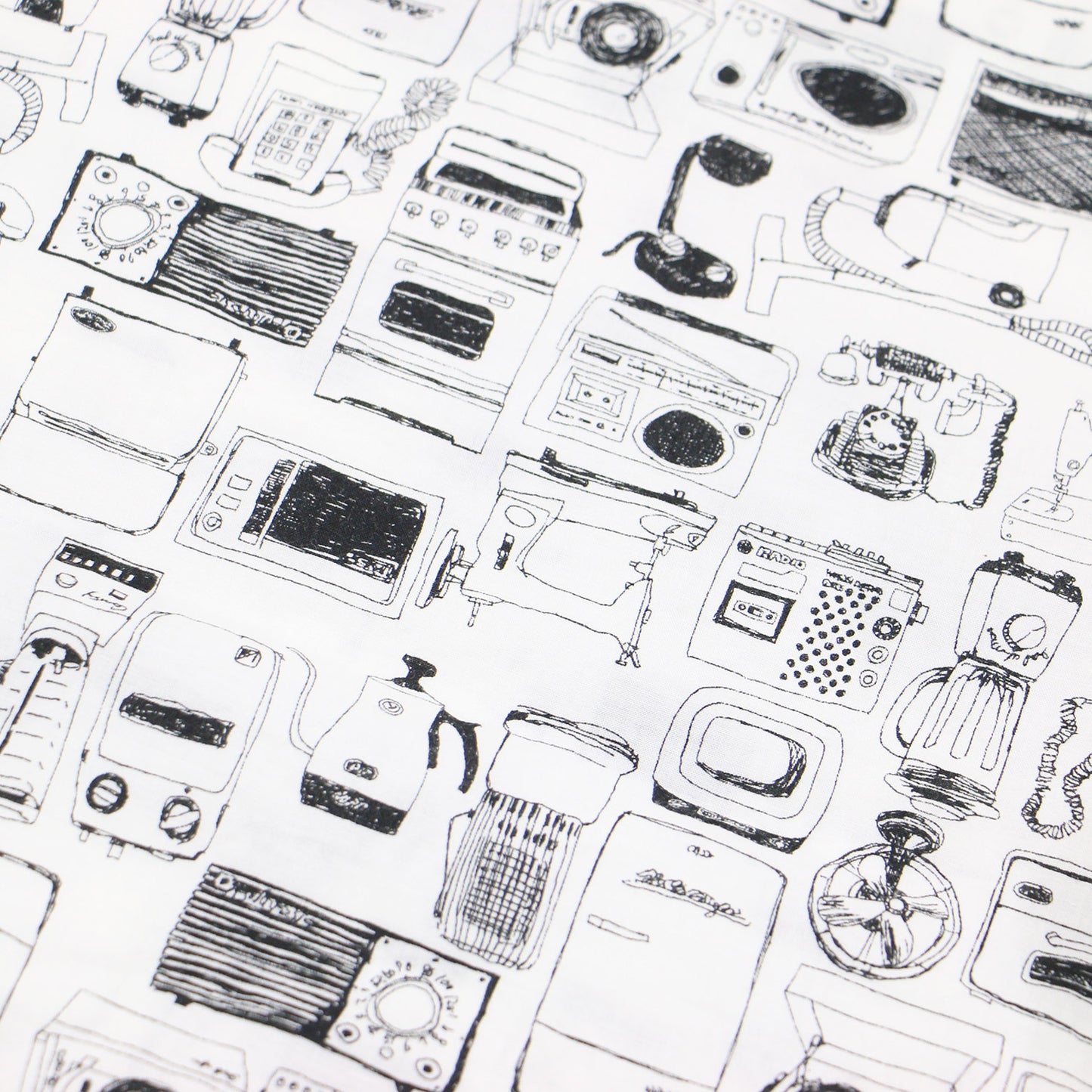 総柄 ハーフスリーブ シャツ / ブラウス 7分袖 ワイド 家電柄 コットン