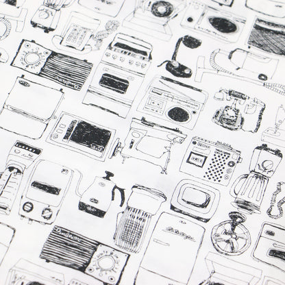 総柄 ハーフスリーブ シャツ / ブラウス 7分袖 ワイド 家電柄 コットン