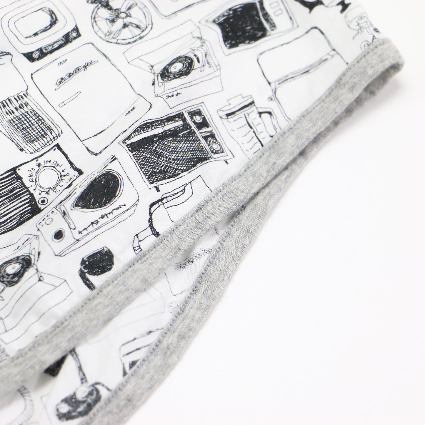 総柄 ハーフスリーブ シャツ / ブラウス 7分袖 ワイド 家電柄 コットン