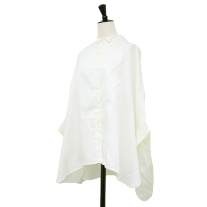 ラミー サテン ポンチョ ブラウス / シャツ 長袖 7分袖 ワイド リネン