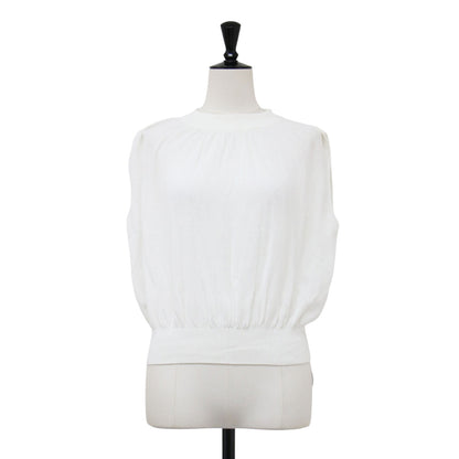 25春夏 シアーノースリーブ セーター / Mirage Towa Sweater プルオーバー ハイネック スリーブレス ギャザー ニット ハイゲージ コットン