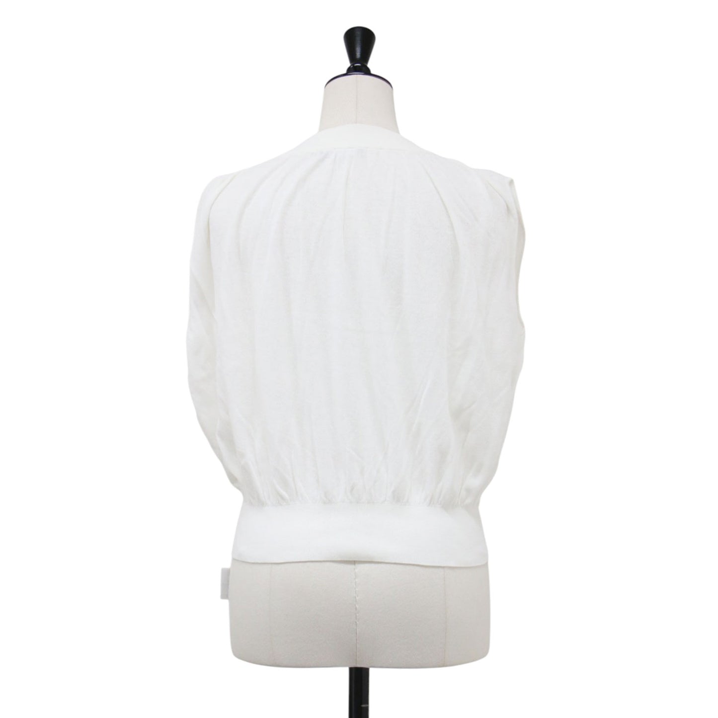 25春夏 シアーノースリーブ セーター / Mirage Towa Sweater プルオーバー ハイネック スリーブレス ギャザー ニット ハイゲージ コットン