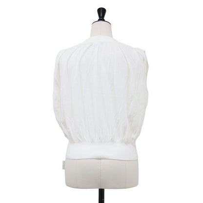 25春夏 シアーノースリーブ セーター / Mirage Towa Sweater プルオーバー ハイネック スリーブレス ギャザー ニット ハイゲージ コットン