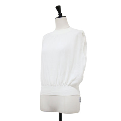 25春夏 シアーノースリーブ セーター / Mirage Towa Sweater プルオーバー ハイネック スリーブレス ギャザー ニット ハイゲージ コットン