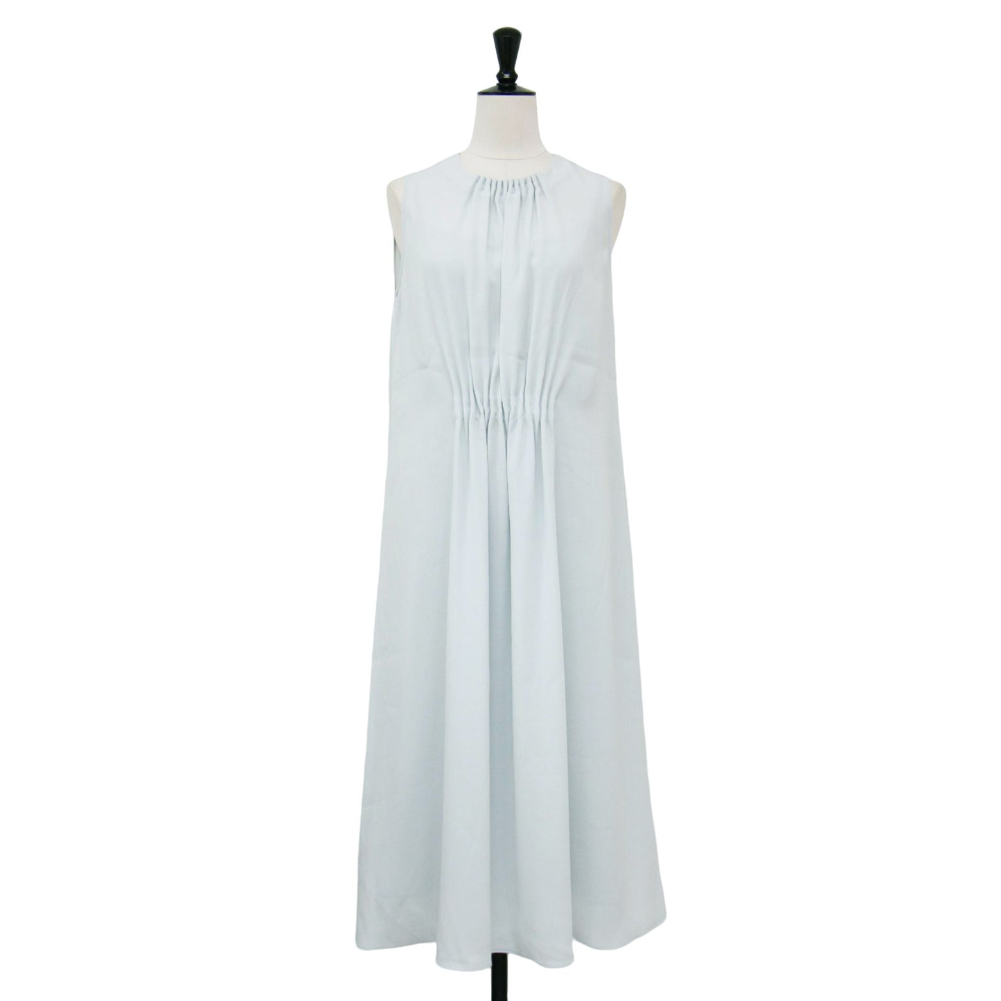 25春夏 フロント ギャザー ノースリーブ ロング ワンピース / Eva Vonia Dress ドレス Aライン タック