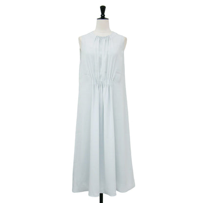 25春夏 フロント ギャザー ノースリーブ ロング ワンピース / Eva Vonia Dress ドレス Aライン タック