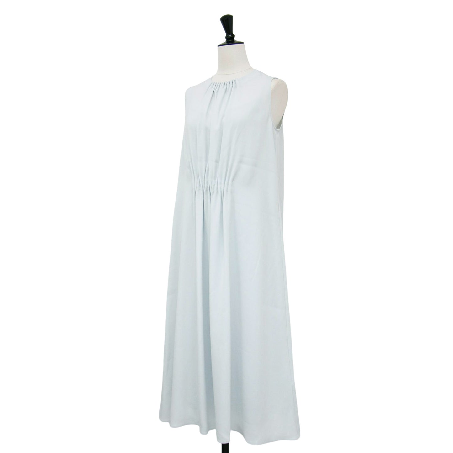 25春夏 フロント ギャザー ノースリーブ ロング ワンピース / Eva Vonia Dress ドレス Aライン タック