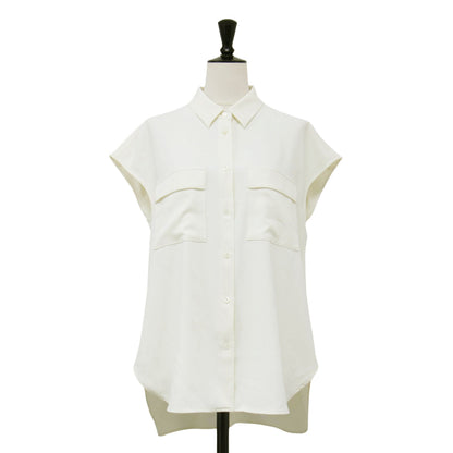 25春夏 ヴィンテージ サテン シャツ / ブラウス フレンチスリーブ チュニック丈 Aライン UVカット 高機能生地