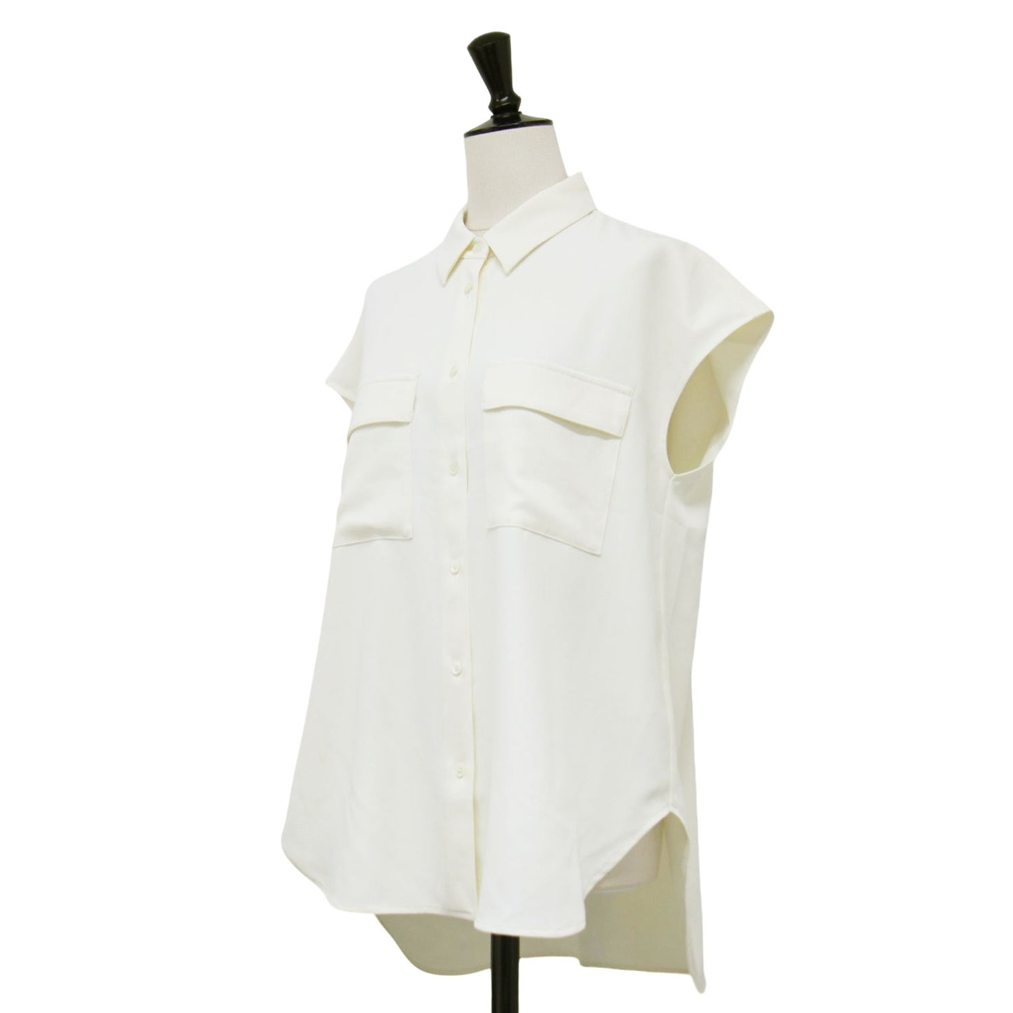 25春夏 ヴィンテージ サテン シャツ / ブラウス フレンチスリーブ チュニック丈 Aライン UVカット 高機能生地