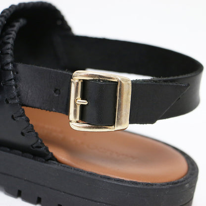 21春夏 バックル付き サンダル / コンフォートサンダル フラット ベルト ステッチ レザー