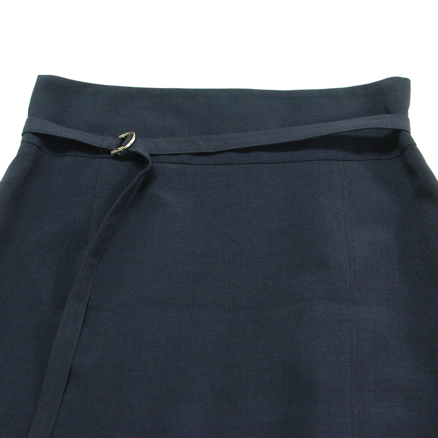 メランジドライ ベルト付き タイト スカート / ロング丈 ハイウエスト ストレート アシンメトリー スリット リネンライク