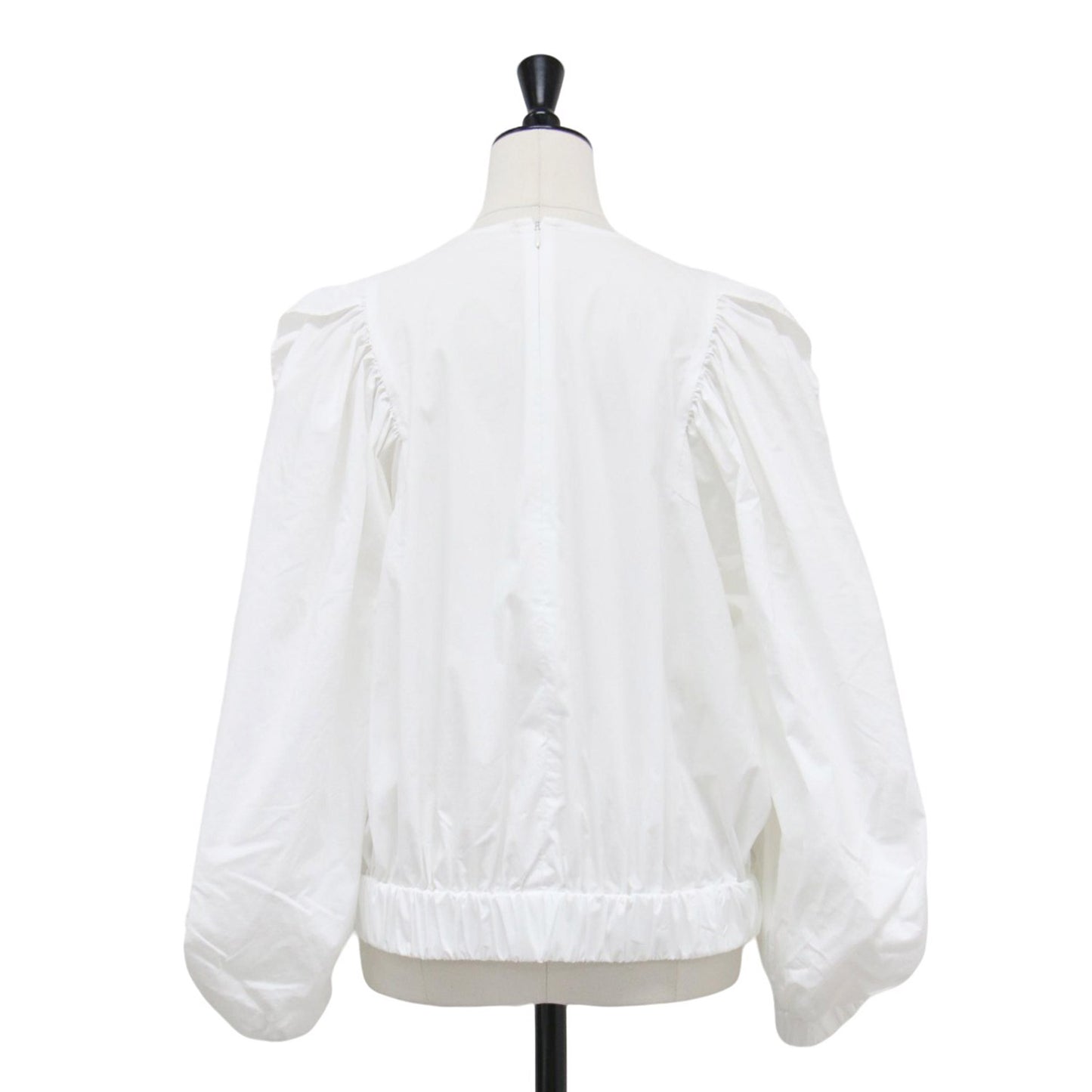 22春夏 ギャザー フリルスリーブ ブラウス / プルオーバー 長袖 クルーネック タック コットン