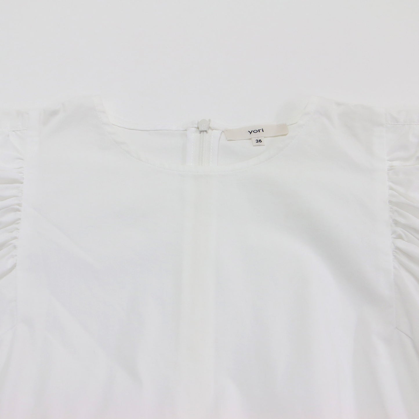 22春夏 ギャザー フリルスリーブ ブラウス / プルオーバー 長袖 クルーネック タック コットン