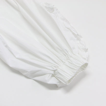 22春夏 ギャザー フリルスリーブ ブラウス / プルオーバー 長袖 クルーネック タック コットン