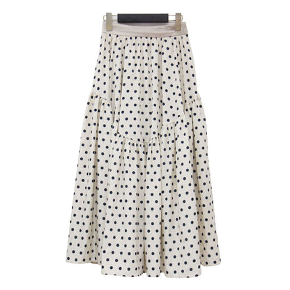 ドット ボリューム フレアスカート / ロング丈 ティアード タック ギャザー Aライン