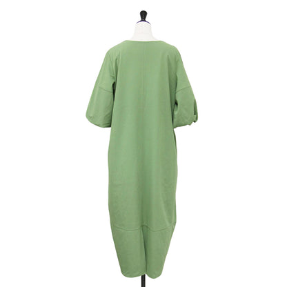 ボリューム スリーブ ワンピース / ドレス ロング丈 半袖 Vネック スリット フレア