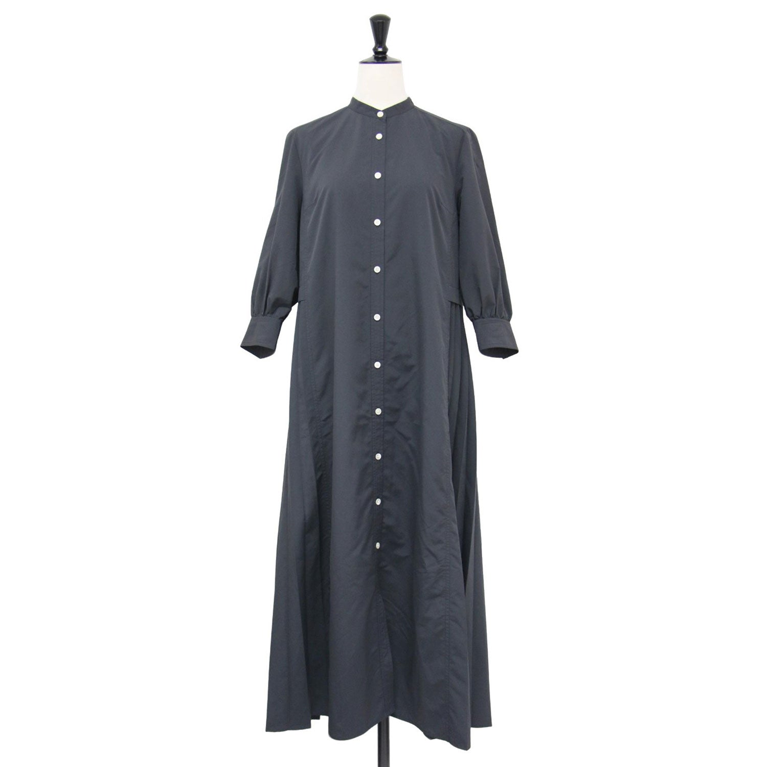 23秋冬 スパンブロード バックプリーツ シャツワンピース / 7分袖 ノー