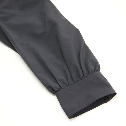 23秋冬 スパンブロード バックプリーツ シャツワンピース / 7分袖 ノーカラー ロング丈 ギャザー フレア Aライン