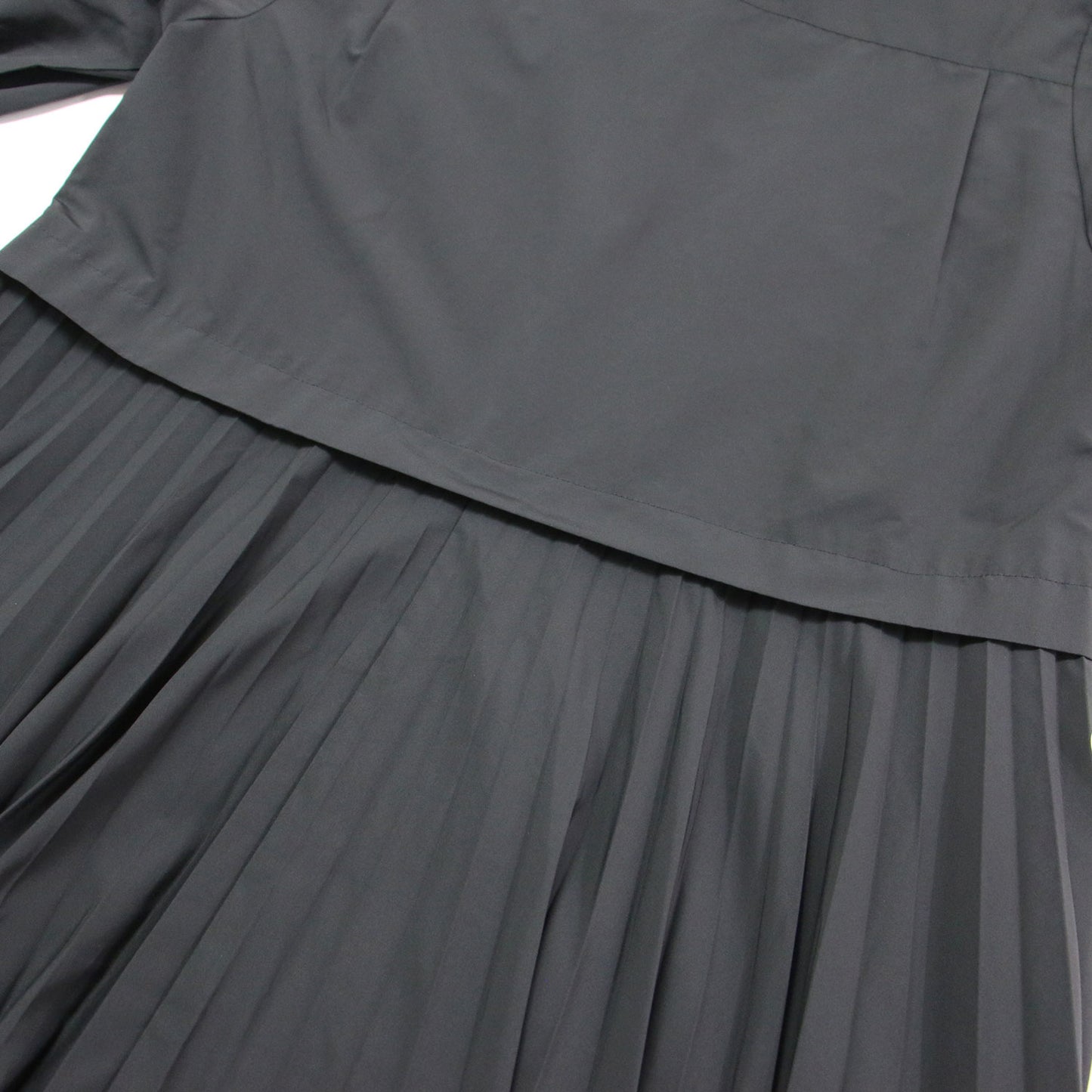 23秋冬 スパンブロード バックプリーツ シャツワンピース / 7分袖 ノーカラー ロング丈 ギャザー フレア Aライン