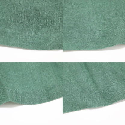 リネン マキシ キルト スカート / ロング プリーツ Aライン レザーベルト フリンジ