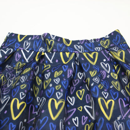 ハートプリント オーガンジー スカート / ミディ丈 フレア タック ギャザー