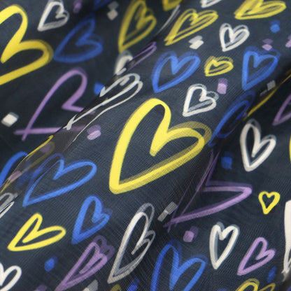 ハートプリント オーガンジー スカート / ミディ丈 フレア タック ギャザー