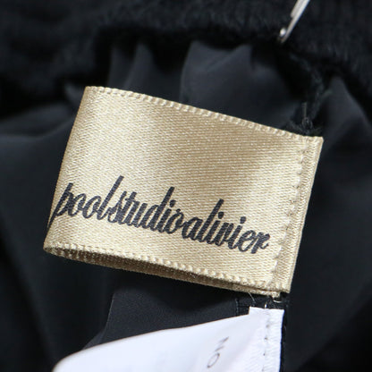 Aライン フリル ロング スカート / フレア ウエストゴム メタルボタン ドローコード