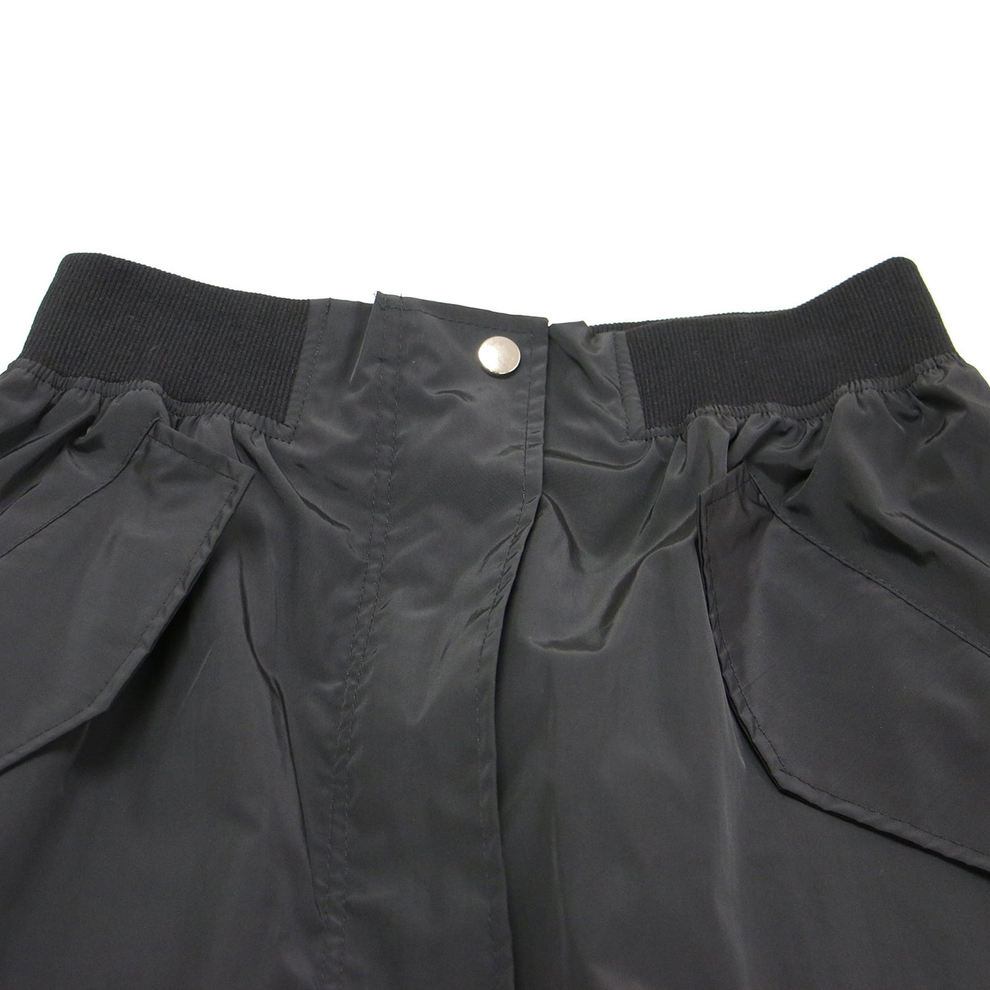 Aライン フリル ロング スカート / フレア ウエストゴム メタルボタン ドローコード