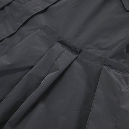 Aライン フリル ロング スカート / フレア ウエストゴム メタルボタン ドローコード