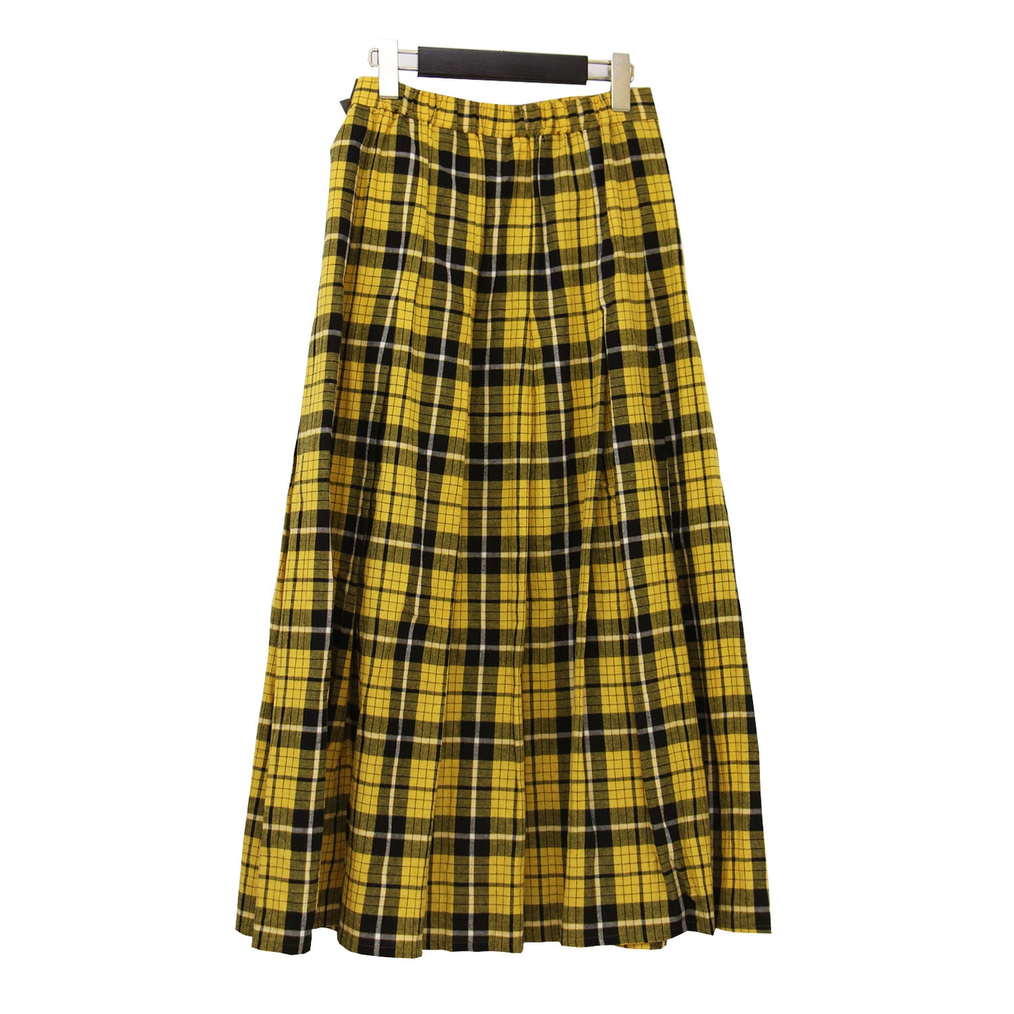 25春夏 チェック ラップ スカート / 巻きスカート フレア プリーツ ベルト コットン リネン