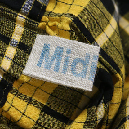 25春夏 チェック ラップ スカート / 巻きスカート フレア プリーツ ベルト コットン リネン