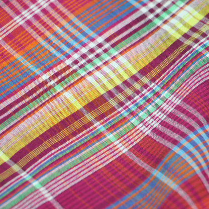 25春夏 マドラスチェック ウエスト タブ ワンピース / シャツ ロング丈 ウエストタブ