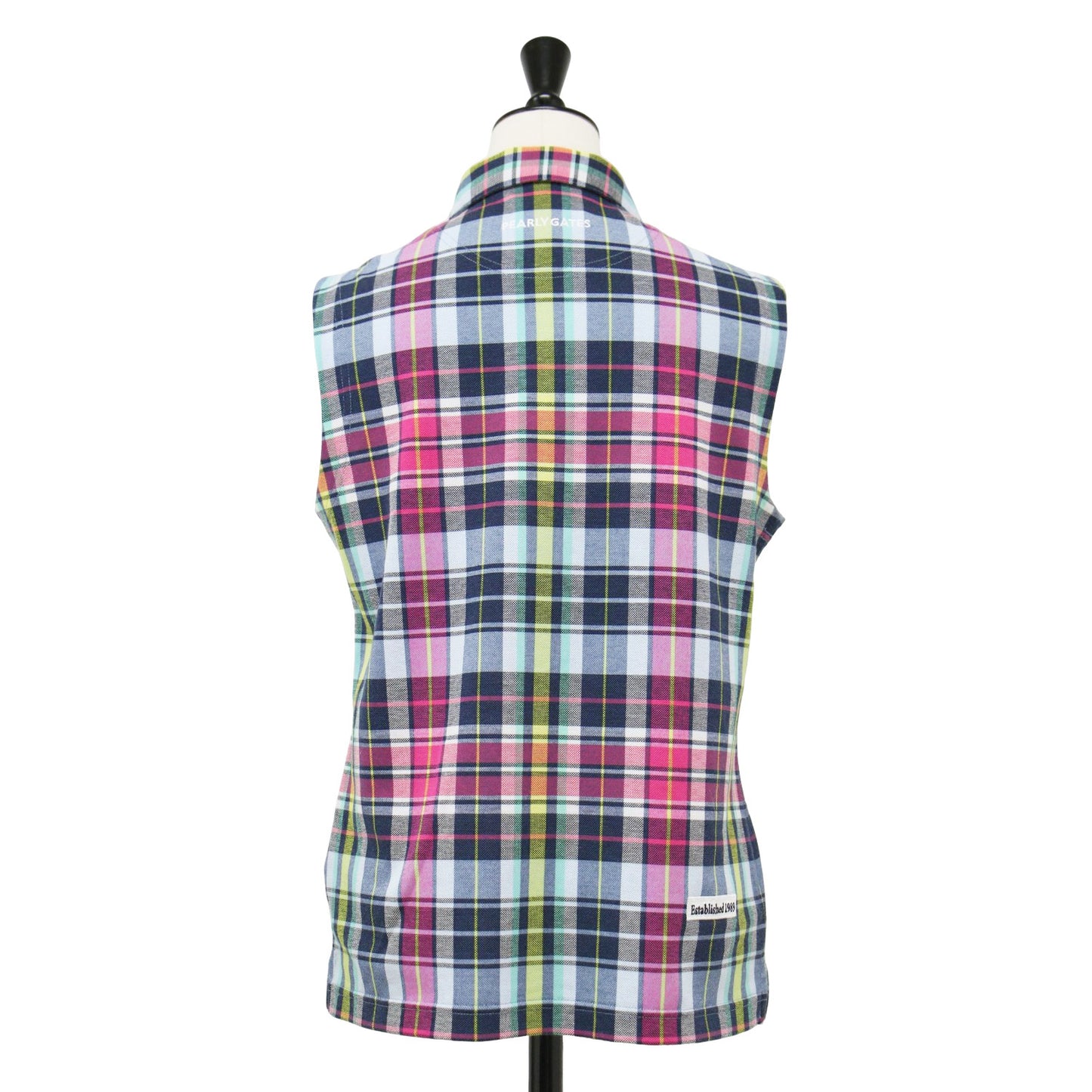 23春夏 チェック ノースリーブ ポロシャツ / カットソー ロゴ 刺繍 総柄 ゴルフウェア コットン