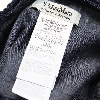 ノースリーブ デニム ワンピース / フリル ビーズ Aライン 比翼ボタン コットン