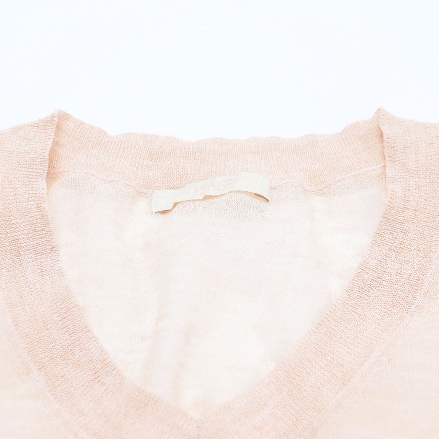 23春夏 シアー Vネック ベスト / ノースリーブ クロップド丈 リブ リネン混