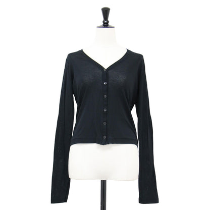 23秋冬 シアー Vネック カーディガン / カットソー 長袖 コンパクト コットン