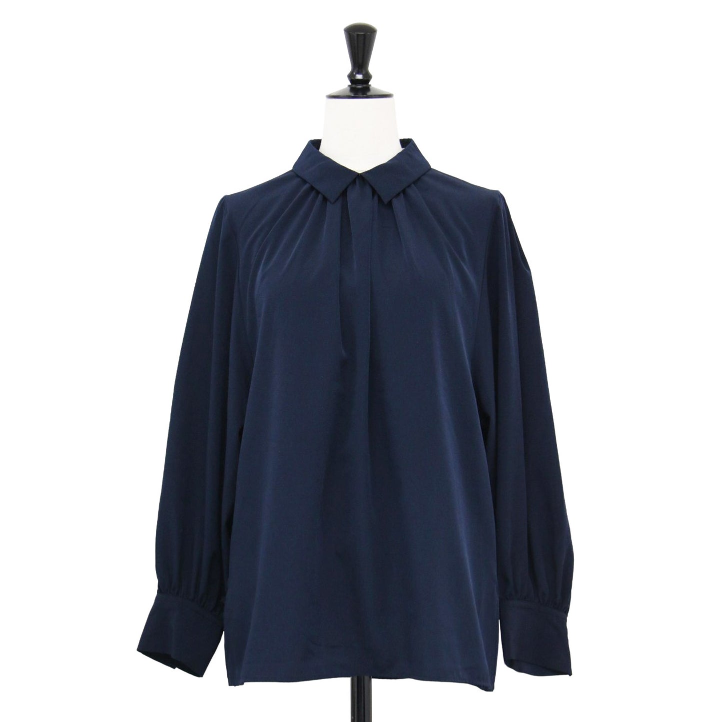 23春夏 クリアデシン カラーブラウス / プルオーバー 長袖 ボリュームスリーブ パールボタン ギャザー タック ジョーゼット