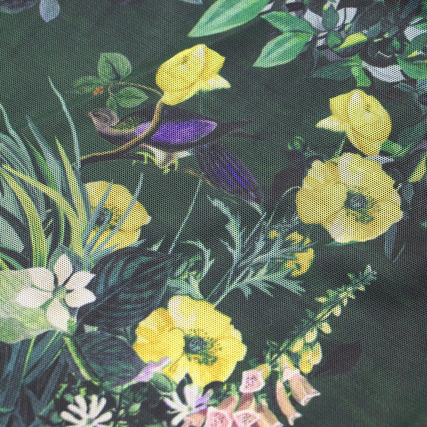 シアー 花柄 ロングスリーブ ワンピース / ドレス ミモレ丈 フレア メッシュ タック ギャザー