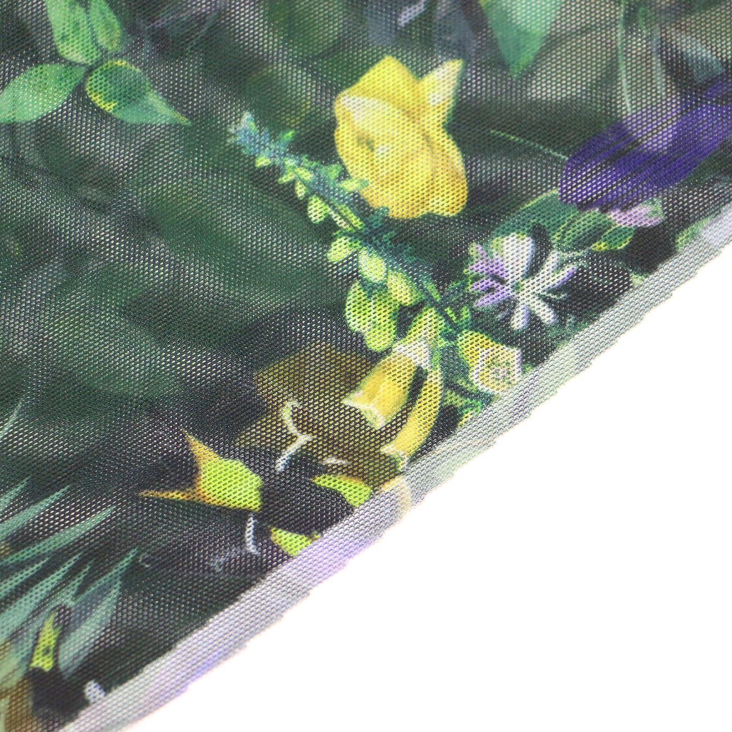 シアー 花柄 ロングスリーブ ワンピース / ドレス ミモレ丈 フレア メッシュ タック ギャザー