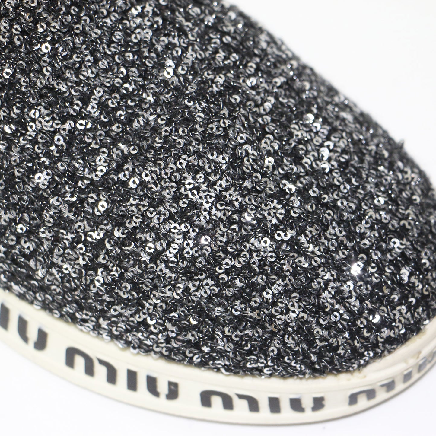 スパンコール ロゴ ソックス スニーカー/ ブーツ ラウンドトゥ グリッター ニット素材