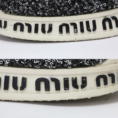 スパンコール ロゴ ソックス スニーカー/ ブーツ ラウンドトゥ グリッター ニット素材