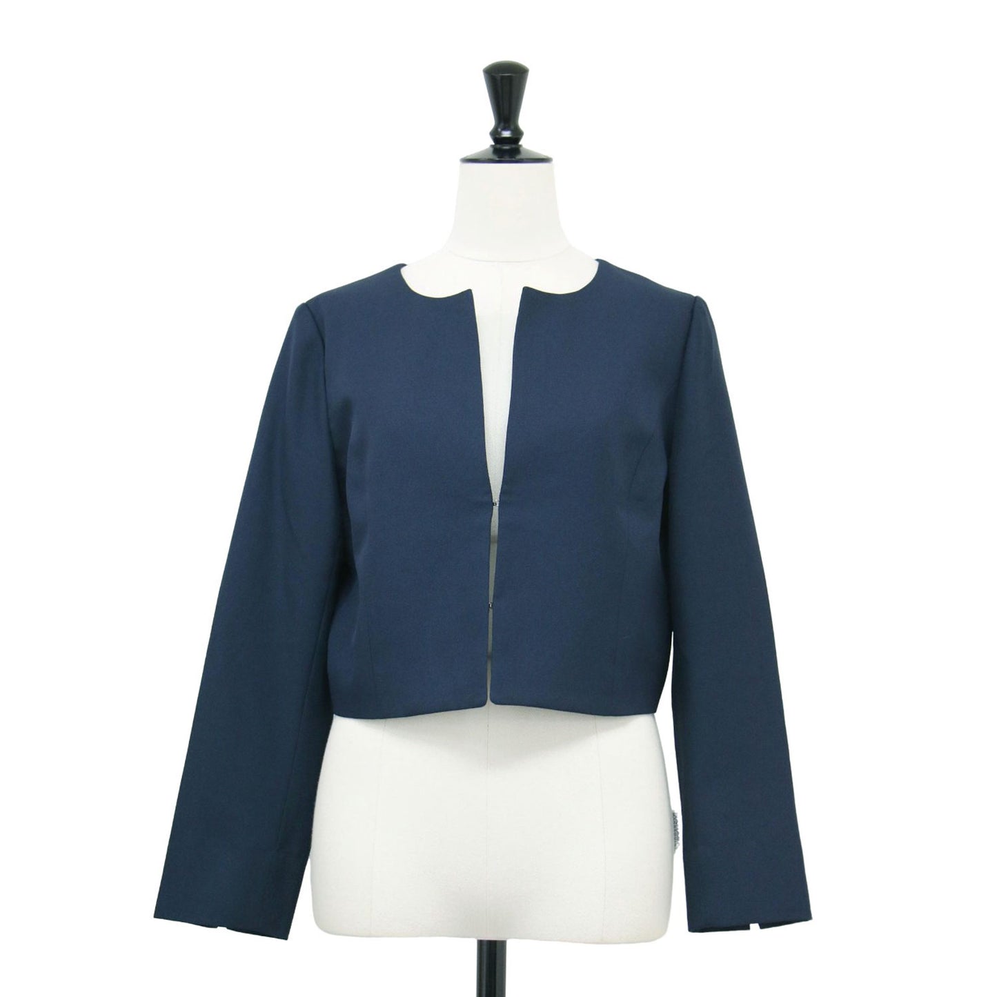 ノーカラー コンパクト ジャケット / ショート丈 スリット ホック