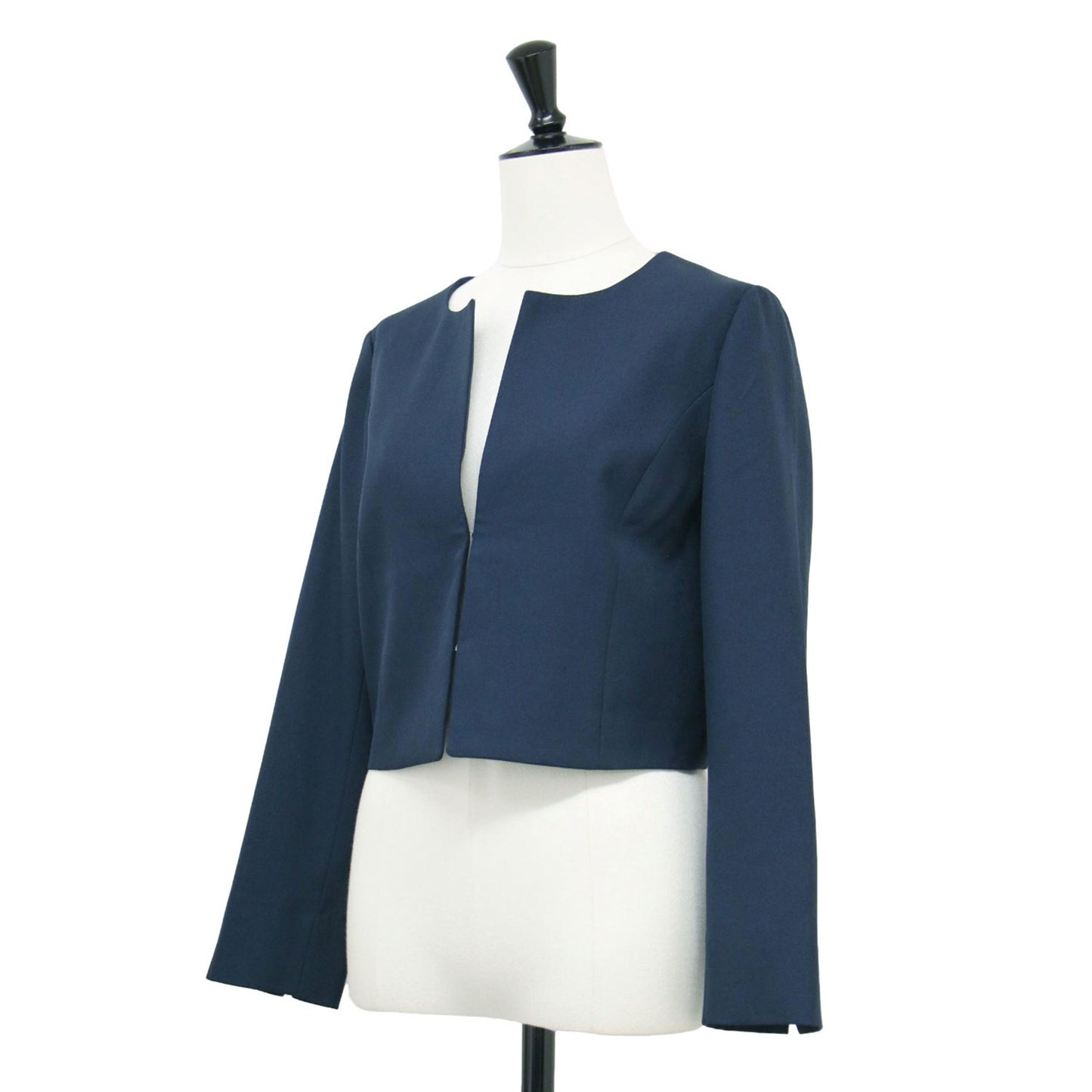 ノーカラー コンパクト ジャケット / ショート丈 スリット ホック