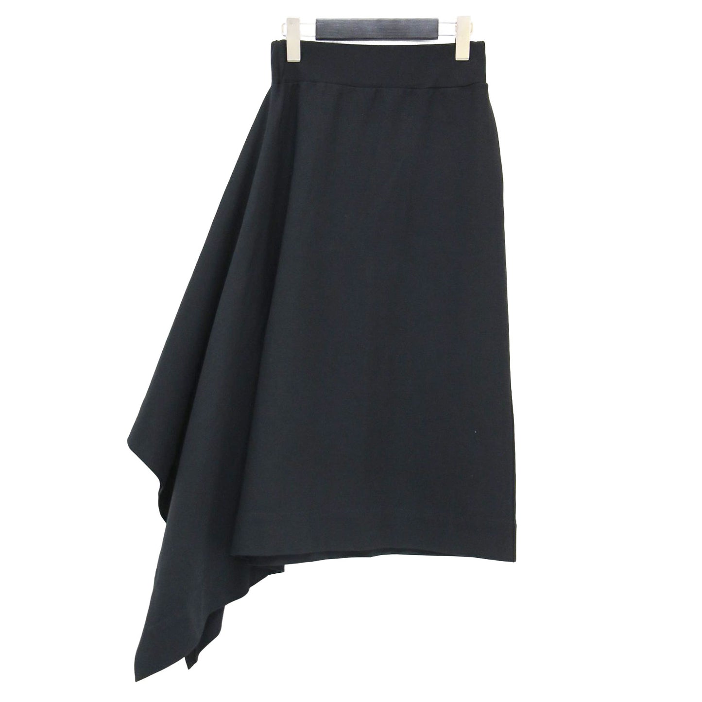 アシンメトリー タイトスカート / ミディ丈 フリル ウエストゴム ストレッチ