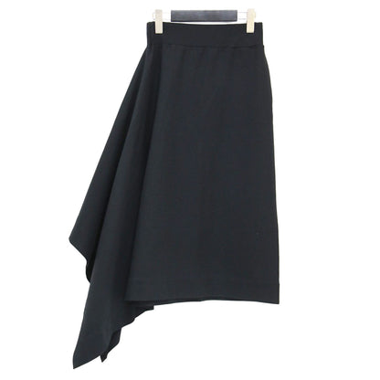 アシンメトリー タイトスカート / ミディ丈 フリル ウエストゴム ストレッチ