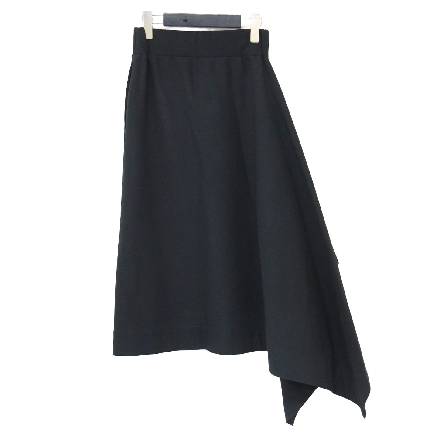 アシンメトリー タイトスカート / ミディ丈 フリル ウエストゴム ストレッチ