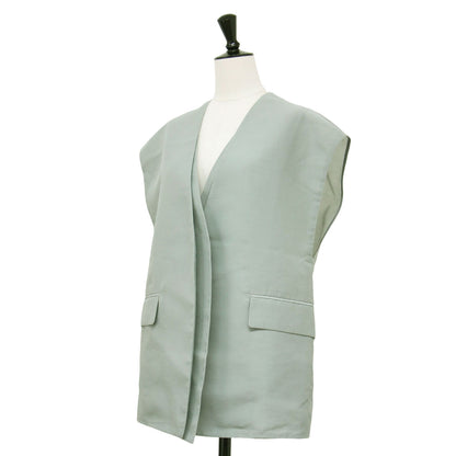 25春夏 シアー スリーブレス ジャケット / ベスト ノースリーブ ボタンレス スリット